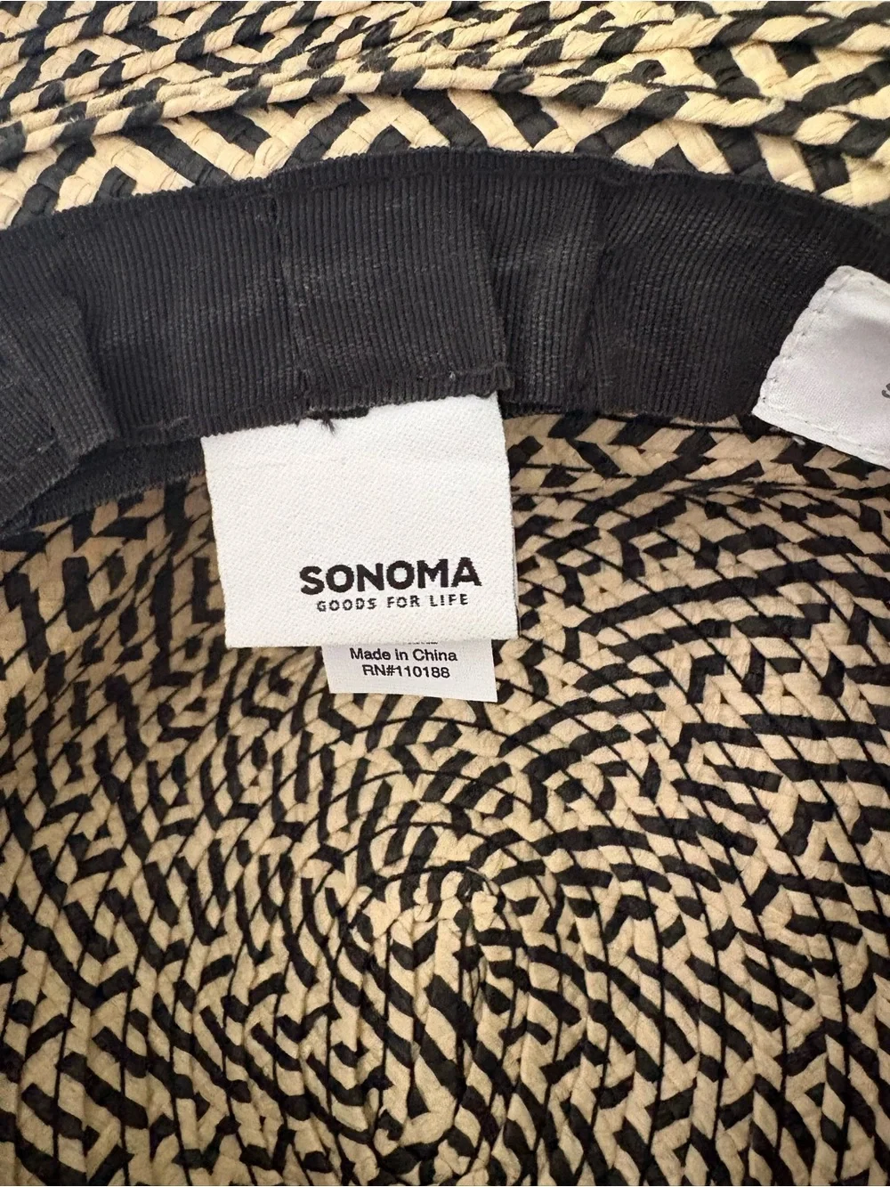 Woven Straw Sun Hat in Black and Natural - Sonoma